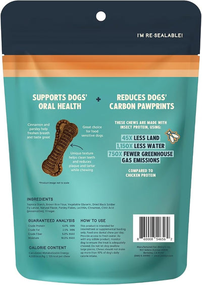 Jiminy's Dental Chews for Dogs, Cinnamon Flavor, Scientifically Proven to Improve Oral Health, Dental Bones Clean Teeth, Fight Bad Breath, and Removes Plaque and Tartar, Medium, 12ct (Pack of 1)