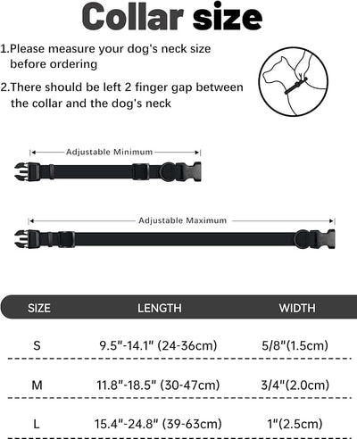 Waterproof Dog Collar, Rubber Adjustable Collars with Quick Release Buckle, Odor-Resistant, Easy to Clean Pet Collars for Small Medium or Large Dogs (Black, L 15.4-24.8 inch)