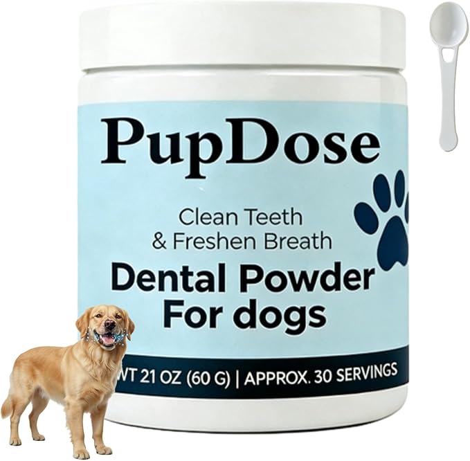 Dental Powder for Dogs, Teeth Cleaning & Fresh Breath, Tartar Control Dog Supplement, Supports Healthy Gums & Oral Care, Easy Mix Daily Dental Care for Dogs, Natural Breath Freshener (1 Pc)