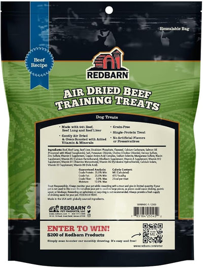 Redbarn Pet Products All-Natural Air Dried Beef Training Treats for Puppies & Dogs – Grain-Free Single Protein Rewards Made in USA for Small, Medium, & Large Breeds - 8 oz Resealable Bag