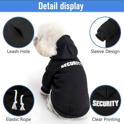 SCENEREAL Security Dog Hoodies Puppy Sweater for Large Medium Small Dogs Boys Girls, Soft Doggi Costume with Leash Hole, Pet Cold Weather Coats, Fleece Pet Clothes Hooded Sweatshirt
