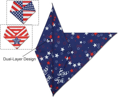 American Flag Dog Bandanas 3 Pack XL Extra Large, 4th of July Patriotic Pet Scarf Bandana for Independence Day Memorial Day, Red White Blue Holiday Costume for Extra Large Dogs