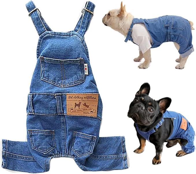 Dog Shirts Clothes Denim Overalls, Pet Jeans Onesies Apparel, Puppy Jean Jacket Sling Jumpsuit Costumes, Fashion Comfortable Blue Pants Clothing for Small Medium Dogs Cats Boy Girl (Blue, 3XL)