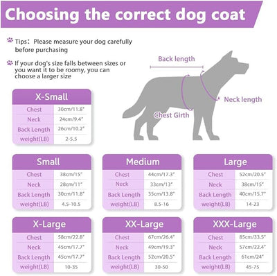 SAWMONG Waterproof Dog Winter Coat, Warm Fleece Lined Dog Jacket with Hood, Windproof Puppy Coat, Pet Apparel Vest Outdoor&Indoor Winter Activities(Purple,S)