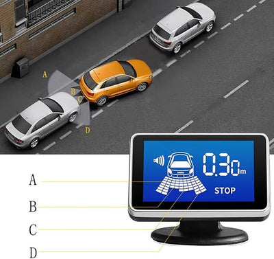 Car Auto Vehicle Reverse Backup Radar System with 4 Parking Sensors Rear Distance Detection kit Parktronic Assistant Beep Voice Warning LCD Monitor