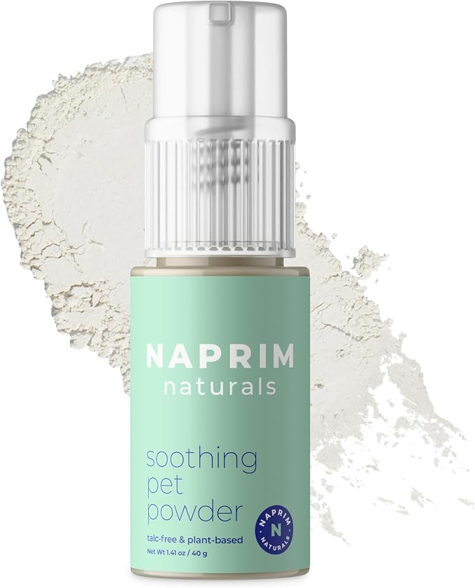 Naprim Naturals Soothing Pet Powder – Talc-Free Itch Relief for Dogs - Hot Spot Treatment, Dog Allergy Relief & Dry Shampoo for Dogs - Dog Paw Balm & Wound Care - First Aid for Sensitive Skin