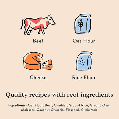 Bocce's Bakery Say Moo Beef & Cheddar Training Treats for Dogs, Wheat-Free Dog Treats, 6 oz Bag
