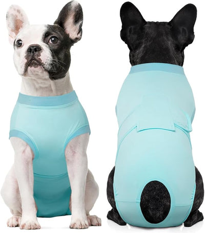 Kuoser Dog Recovery Suit for Dogs After Surgery, Soft Dog Surgical Onesie for Female Male Dogs Spay Neuter, Anti-Licking Pet Bodysuit for Abdominal Wounds, Skin Disease, E-Collar Alternative, Blue XS