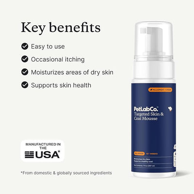 Petlab Co. Itch Relief Mousse - Moisturize, Deodorize, & Support Dry Skin with This Dry Dog Shampoo. Unique Quick-Dry Formula, Coat Comfort, 7 Fl Oz