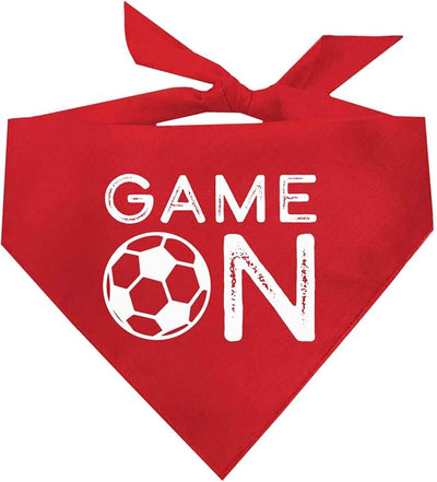 Game On Soccer Dog Bandana | 100% Cotton Adjustable Triangle | Made in USA | Soccer| Sports | Biggest Fan | Game Day | Red, One Size (1073)