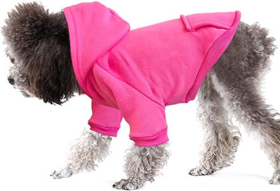 Jecikelon Soft Dog Hoodies for Small Dogs, Fleece Puppy Sweatshirt with Pockets, Warm Winter Cold Weather Coats for Pet Cat, Cute Clothes Puppy Costume (Rose red, XX-Small)