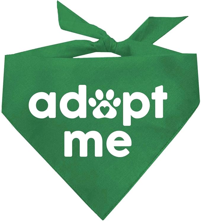 Adopt Me Dog Bandana | 100% Cotton | Made in USA | Adoption Event Prop Photoshoot | Rescue | Puppy | New Dog | Green, X-Small (326)