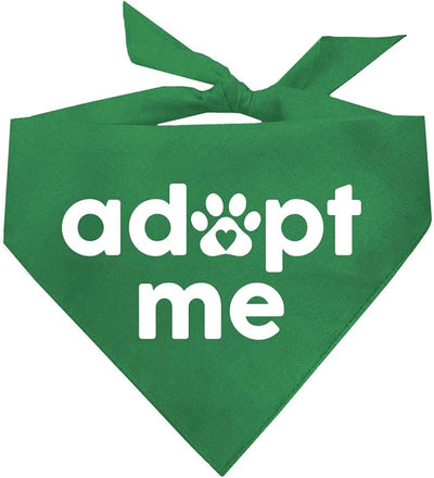 Adopt Me Dog Bandana | 100% Cotton | Made in USA | Adoption Event Prop Photoshoot | Rescue | Puppy | New Dog | Green, X-Small (326)