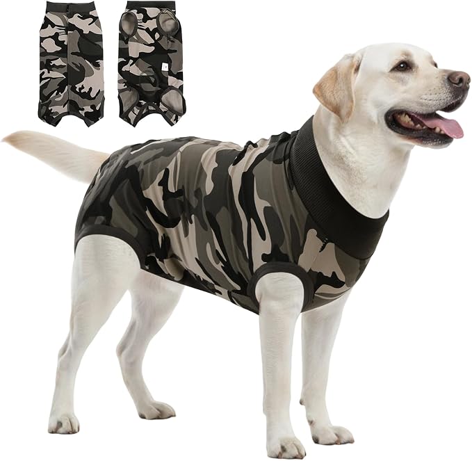 SAWMONG Recovery Suit for Dogs Female Male, Breathable Dog Onesie After Surgery Spay Neuter, Professional Dog Surgical Suit, Substitute Pet E-Collar Cone, Camouflage, X-Large