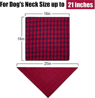 Christmas Dog Bandanas, 6PCS Plaid Holiday Dog Bandanas for Boy Girl, Washable Reversible Cotton Bibs Scarf, Adjustable Square Pet Kerchief Birthday Christmas Gift for Small to Large Dogs Puppy Cats