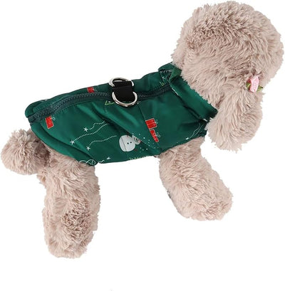 Winter Waterproof Windproof Dog Jacket - Warm Vest Coat for Small & Medium Dogs - Not Suitable for Big Dogs - Santa in Green Medium