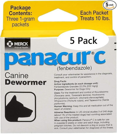 Panacur C Canine Dewormer Dogs 1 (3 Packets) Gram Each Packet Treats 10 lbs (Fivе Расk, Yellow)
