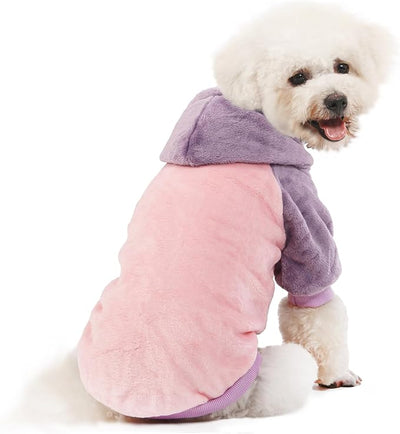 FabriCastle Dog Hooded Sweater, Dog Clothes for XXS XS Small Dogs Boy & Cats, Soft and Warm Pet Coat, Winter Pet Jacket, Doggy Apparel Costumes, Puppy Outfits Snap On Hoodies (Pink Body, Large)
