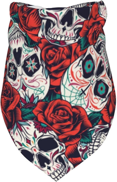 Sugar Skull Rose Dog Bandana Scarf Triangle Bibs Pet Accessories Cat Kerchief