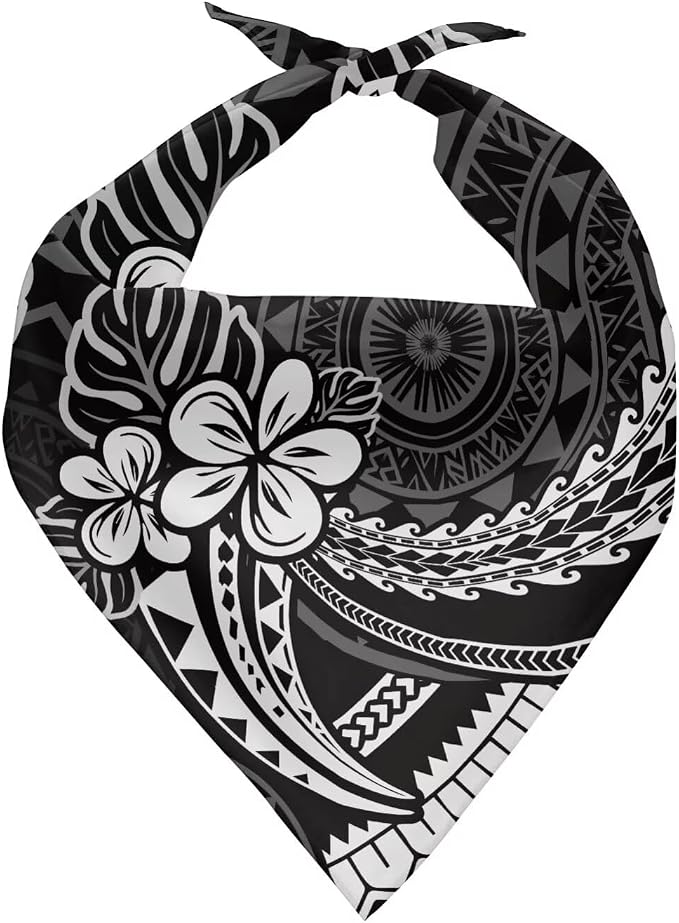 KEIAHUAN Dog Bandanas Black Polynesia Style Triangle Bibs Pet Kerchief Scarf for Boy Girl Adjustable Puppy Bandana Breed Bib Handkerchief for Small to Large Dogs