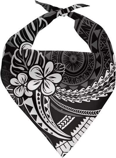 KEIAHUAN Dog Bandanas Black Polynesia Style Triangle Bibs Pet Kerchief Scarf for Boy Girl Adjustable Puppy Bandana Breed Bib Handkerchief for Small to Large Dogs