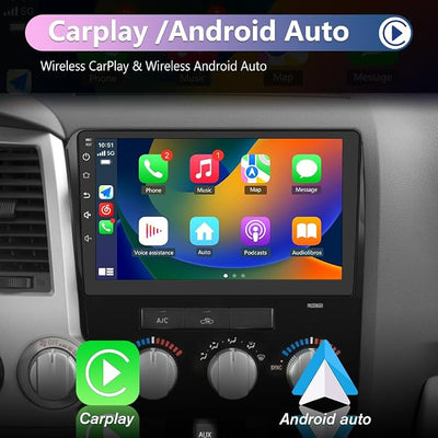 Car Stereo for Toyota Tundra 2007-2013 & Sequoia 2008-2018, Android 13 2GB+64GB 10.1 Inch Touch Screen with CarPlay & Android Auto, Bluetooth, WiFi, FM/AM Radio, Backup Camera