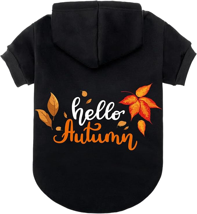 EXPAWLORER Fall Dog Hoodie-Soft and Warm Dog Sweaters, Pet Clothes Autumn Winter Coat Sweatshirt with Autumn Maple Leaf Theme Print for Puppy,Cat, Small Medium Large Dogs