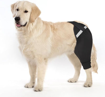 Dog Rear Leg Sleeve to Stop Licking, Upgraded Hind Leg Cover to Stop Slipping, for TPLO Surgery, Skin Conditions, Wounds, Breathable Soft Fabric, Dog Cone Alternative, Left,XS,Glossy Black