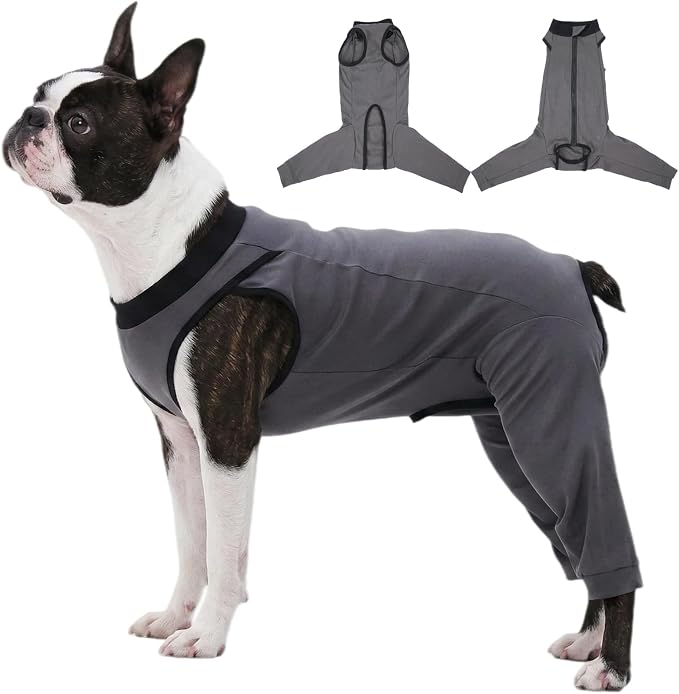 Versatile Dog Rear Leg Recovery Sleeve, Dog Surgery Recovery Suit with Back Leg to Prevent Licking, Spay Suit for Female Male, Large Dogs Shirt After Surgery, Pet Pants & Wound Cover Bodysuit, Gray L