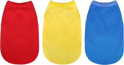 Paiaite 3 Pieces Plain Dog Shirt Sleeveless Puppy Cotton Dog Shirts Breathable Pet Apparel Tank Top Colorful Puppy Sweatshirt Clothes for Small Medium Dogs Red Yellow and Blue XXS