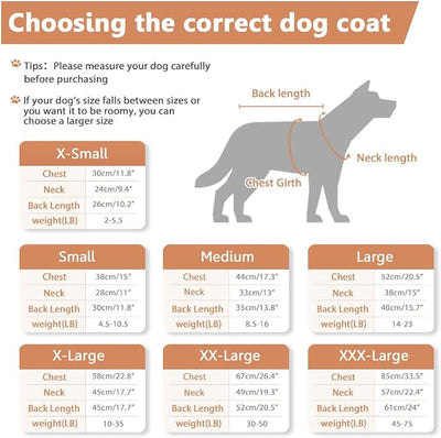 SAWMONG Waterproof Dog Winter Coat, Warm Fleece Lined Dog Jacket with Hood, Windproof Puppy Coat, Pet Apparel Vest Outdoor&Indoor Winter Activities(Khaki,S)