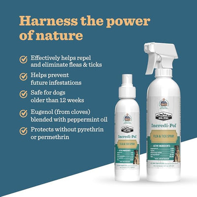Dr. Pol Incredi-Pol Flea & Tick Spray | Fast-Acting Pest Control for Dogs | Helps Repel & Eliminate Fleas, Ticks & Larvae | Safe & Effective Formula | 8 oz