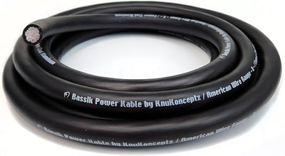 KnuKonceptz Bassik 1/0 Gauge AWG Primary Automotive Battery Power/Ground Wire Cable - Black 10 Feet
