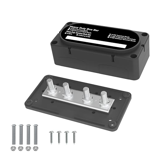 Heavy Duty Bus Bar 300A 12V Power Distribution Block with 5/16" (M8) 4-Posts Terminals Block with Cover for Automotive, Marine, Battery System (Black)