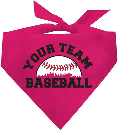 Custom Baseball Team Dog Bandana | 100% Cotton Adjustable Triangle | Made in USA | Personalized | Sports Fan | Game Day |Hot Pink, One Size (1431)
