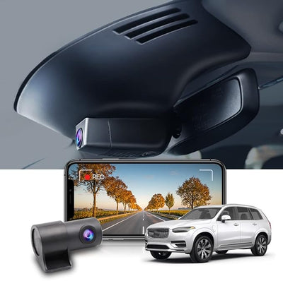 Fitcamx Front 4K+Rear 1080P Dash Cam Adapts for Volvo XC90 2016-2022 T5 T6 T8 (Model A), Integrated OEM Look, Dual HD Video, Loop Recording, Built-in WiFi & APP, G-Sensor, Easy to Set, 128GB Card