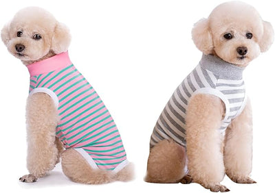 2 Packs Pet Dog Recovery Onesie Suit for Dogs Cats After Surgery,Dog Abdominal Wounds Bandages Cone E-Collar Alternative. (Grey, XS)