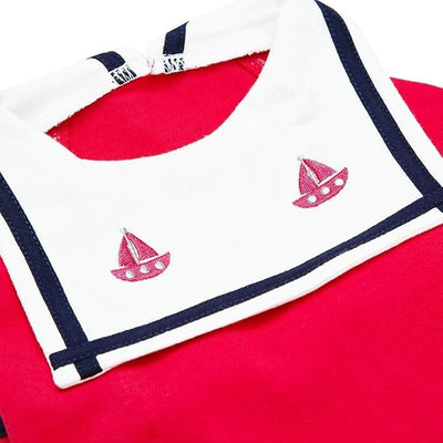 Blueberry Pet Soft & Comfy Summer Vacation Beach Cotton Dog T-Shirts, Cerise Red, 2 Pack, Sailor Suit Shirts Tank Top Clothes, Back Length 14", for Small Medium Dogs