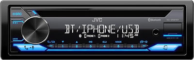 JVC KD-SR87BT Single DIN Car Stereo with CD Player & Bluetooth, 200W Digital Stereo Receiver, Dual Phone Connection, 13-Band EQ, AM/FM Radio, 1.5A USB & AUX, High Contrast LCD, Spotify Control
