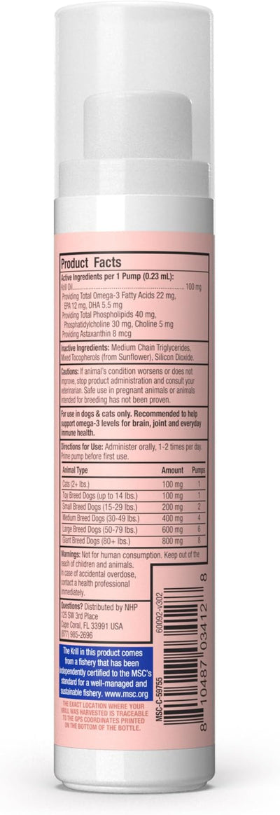 Bark & Whiskers Krill Oil Liquid Pump - Omega-3 Fatty Acids for Cats & Dogs - Supports Joint Comfort, Skin & Brain Function - Antioxidant Support - 1.45 Fl Oz (186 Pumps)