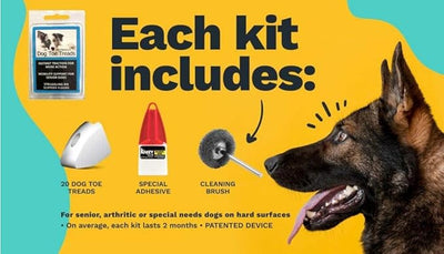 TAKTIKAL Dr. McHenry's Dog Toe Treads Set of 24, Adhesive, Cleaning Brush, Senior Dog Traction Mobility Support, Small Kit- Weight: 8-16 lbs. Net Weight 1.6 oz.