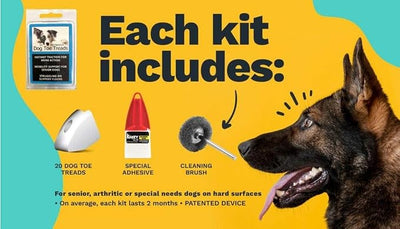 TAKTIKAL Dr. McHenry's Dog Toe Treads, Set of 24, Adhesive, Cleaning Brush, Increased Traction, Mobility Support, Large Kit- Weight: 40-60 lbs. Net Weight 1.6 oz.