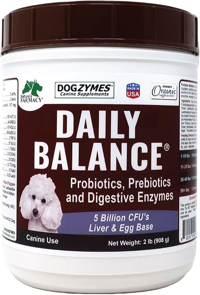 Dogzymes Probiotic Daily Balance - Supplies Nutritional Support and Live microorganisms for intestinal Well-Being as Well as enzymes for Proper Digestion. Liver and Egg Base. (2 Pound)