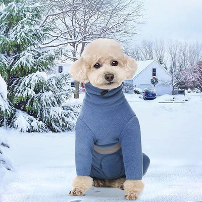 Polar Fleece Dog Pajamas Bodysuit - Small to Medium Dogs, Winter Jacket & Sweater for Small Dogs, Four-Legged Warm Clothes