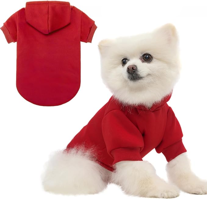 BINGPET Dog Hoodie, Fleece Lined Fall Cold Winter Soft Warm Puppy Sweatshirt with Leash Hole, Dog Sweaters Outfit,Pullover Hoodie for Small Medium Large Dogs Cats