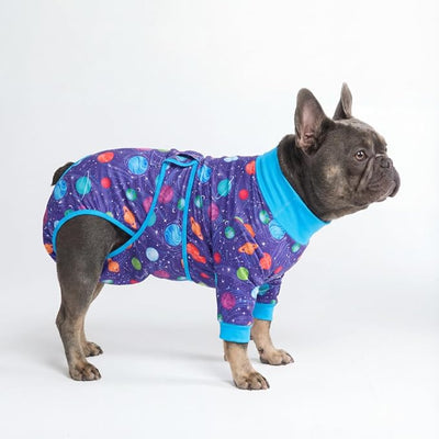 Spark Paws Dog Surgery Recovery Suit – Dog Recovery Suit After Surgery, Anti-Lick Dog Onesie, Abdominal Wound Protector, Soft Cone Alternative for Spay Neuter Male Female Pet Recovery - Planets - L