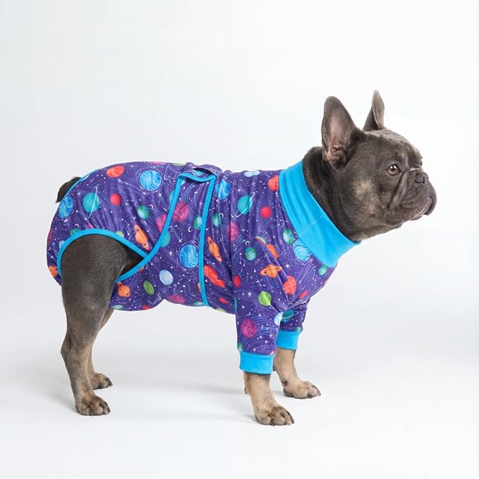 Spark Paws Dog Surgery Recovery Suit – Dog Recovery Suit After Surgery, Anti-Lick Dog Onesie, Abdominal Wound Protector, Soft Cone Alternative for Spay Neuter Male Female Pet Recovery - Planets - XL