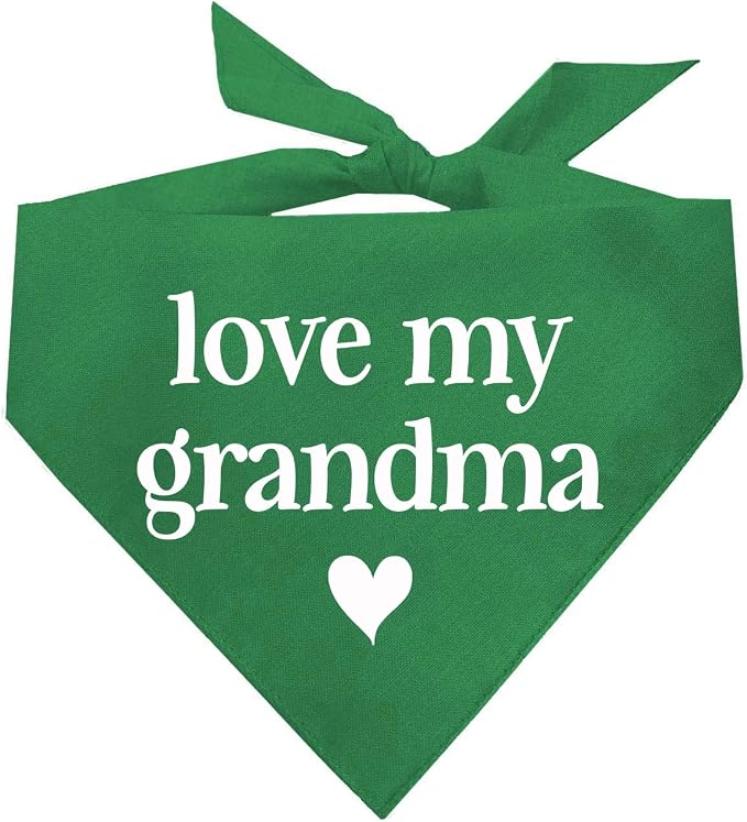 Love My Grandma Mother's Day, Valentine's Day Dog Bandana (Green, OS 399)