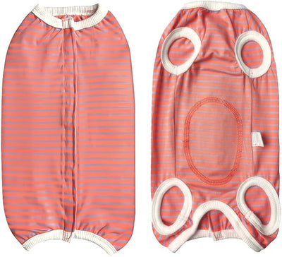 Dog's Recovery Suit Post Surgery Shirt for Puppy, Small Dog Surgical Recovery Suit for Female Male Dogs, Dog Onesie Protect Surgical Wound(Orange Gray Stripe-xs)