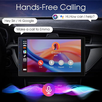 Haudio 7" Car Stereo Double Din Wireless Apple Carplay Radio Screen for Car Audio Receivers, Bluetooth 5.0 Car Play Android Auto Touchscreen, Channel RCA, Backup Camera, SWC, FM/AM|Car Audio Receivers
